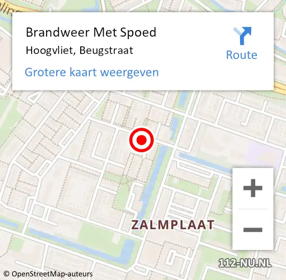 Locatie op kaart van de 112 melding: Brandweer Met Spoed Naar Hoogvliet, Beugstraat op 14 november 2023 19:57