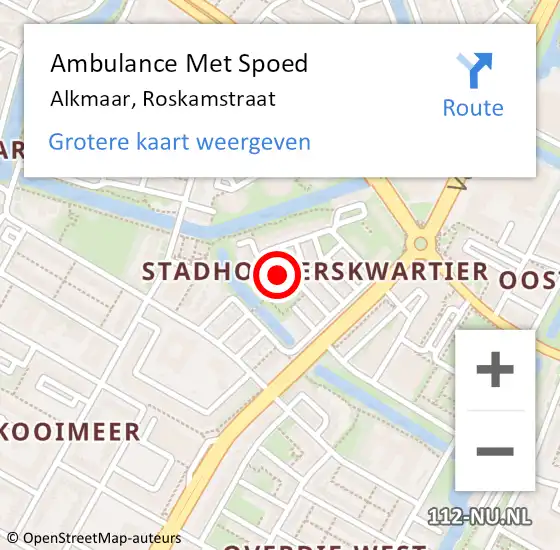 Locatie op kaart van de 112 melding: Ambulance Met Spoed Naar Alkmaar, Roskamstraat op 14 november 2023 20:24