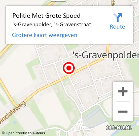 Locatie op kaart van de 112 melding: Politie Met Grote Spoed Naar 's-Gravenpolder, 's-Gravenstraat op 14 november 2023 20:33