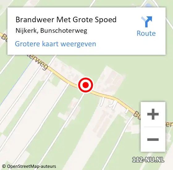 Locatie op kaart van de 112 melding: Brandweer Met Grote Spoed Naar Nijkerk, Bunschoterweg op 14 november 2023 20:53