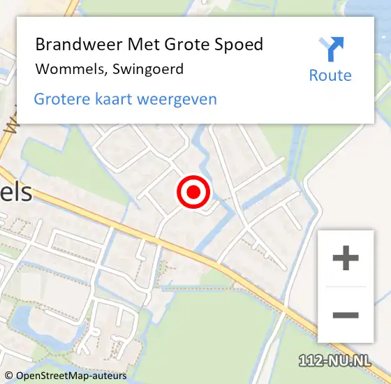 Locatie op kaart van de 112 melding: Brandweer Met Grote Spoed Naar Wommels, Swingoerd op 15 september 2014 12:20