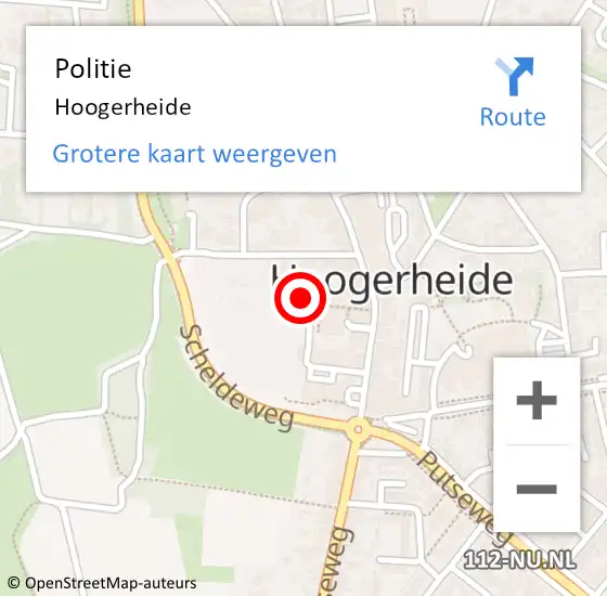 Locatie op kaart van de 112 melding: Politie Hoogerheide op 14 november 2023 21:14