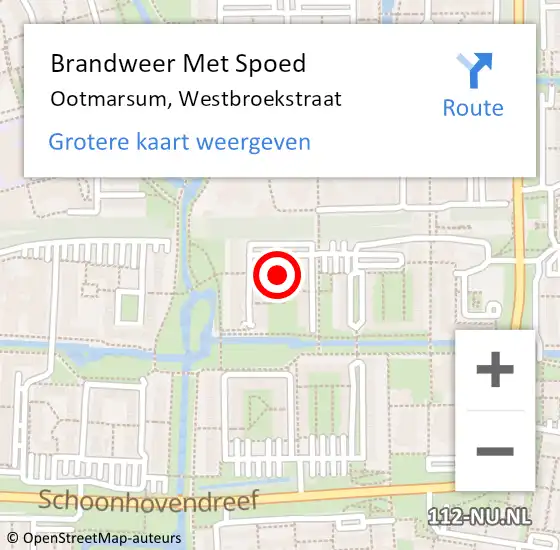 Locatie op kaart van de 112 melding: Brandweer Met Spoed Naar Ootmarsum, Westbroekstraat op 14 november 2023 21:18