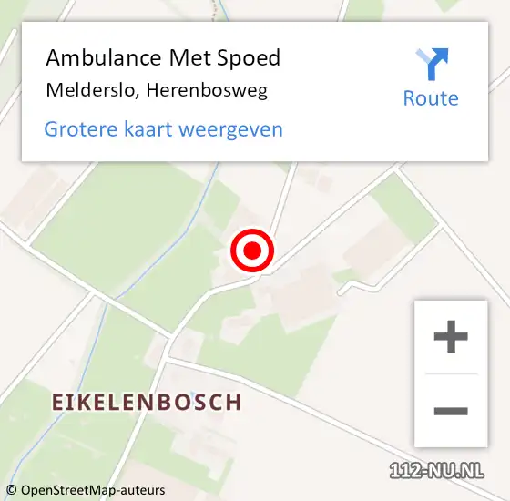 Locatie op kaart van de 112 melding: Ambulance Met Spoed Naar Melderslo, Herenbosweg op 15 september 2014 12:22