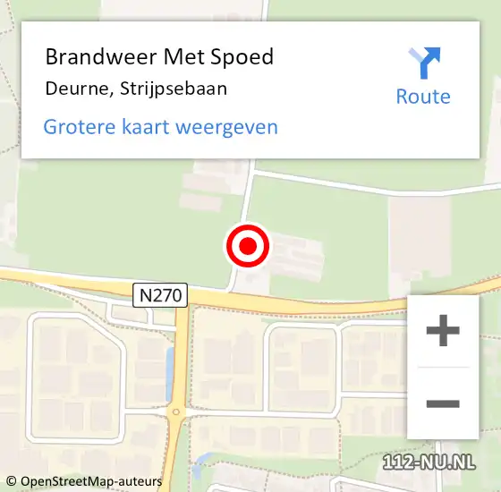 Locatie op kaart van de 112 melding: Brandweer Met Spoed Naar Deurne, Strijpsebaan op 14 november 2023 21:53