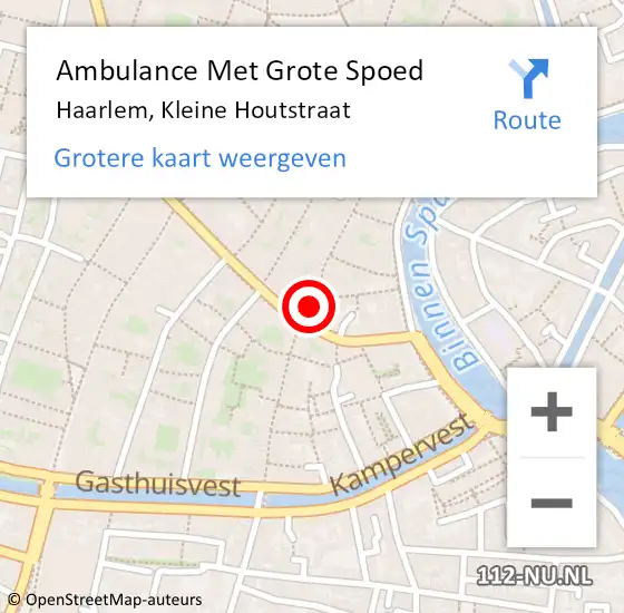 Locatie op kaart van de 112 melding: Ambulance Met Grote Spoed Naar Haarlem, Kleine Houtstraat op 14 november 2023 22:00