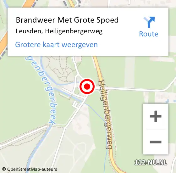 Locatie op kaart van de 112 melding: Brandweer Met Grote Spoed Naar Leusden, Heiligenbergerweg op 14 november 2023 22:06