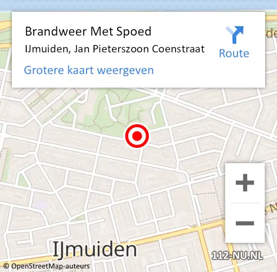 Locatie op kaart van de 112 melding: Brandweer Met Spoed Naar IJmuiden, Jan Pieterszoon Coenstraat op 14 november 2023 22:46