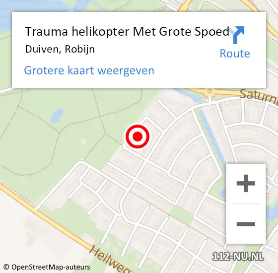 Locatie op kaart van de 112 melding: Trauma helikopter Met Grote Spoed Naar Duiven, Robijn op 14 november 2023 22:56