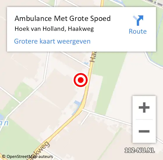 Locatie op kaart van de 112 melding: Ambulance Met Grote Spoed Naar Hoek van Holland, Haakweg op 14 november 2023 23:01