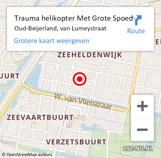 Locatie op kaart van de 112 melding: Trauma helikopter Met Grote Spoed Naar Oud-Beijerland, van Lumeystraat op 14 november 2023 23:25