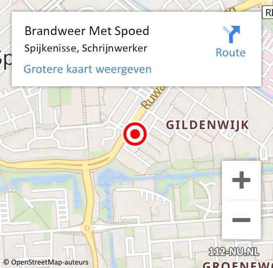 Locatie op kaart van de 112 melding: Brandweer Met Spoed Naar Spijkenisse, Schrijnwerker op 15 november 2023 00:45