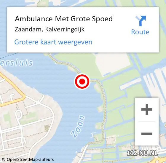 Locatie op kaart van de 112 melding: Ambulance Met Grote Spoed Naar Zaandam, Kalverringdijk op 15 november 2023 01:16