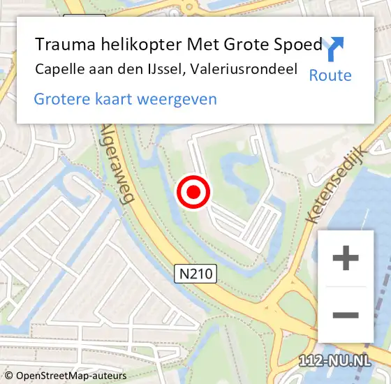 Locatie op kaart van de 112 melding: Trauma helikopter Met Grote Spoed Naar Capelle aan den IJssel, Valeriusrondeel op 15 november 2023 01:24