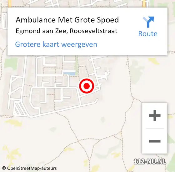 Locatie op kaart van de 112 melding: Ambulance Met Grote Spoed Naar Egmond aan Zee, Rooseveltstraat op 15 november 2023 01:59