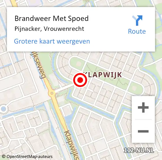 Locatie op kaart van de 112 melding: Brandweer Met Spoed Naar Pijnacker, Vrouwenrecht op 15 november 2023 04:39