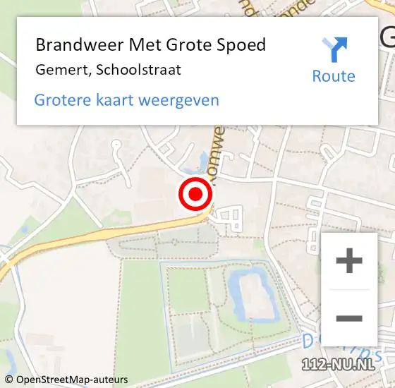 Locatie op kaart van de 112 melding: Brandweer Met Grote Spoed Naar Gemert, Schoolstraat op 15 november 2023 07:31