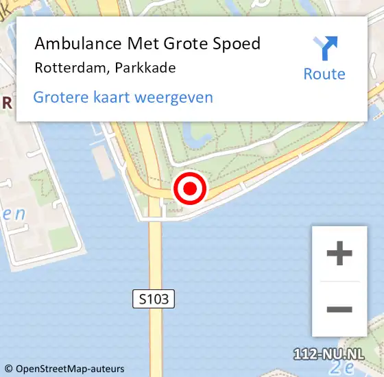 Locatie op kaart van de 112 melding: Ambulance Met Grote Spoed Naar Rotterdam, Parkkade op 15 november 2023 07:45