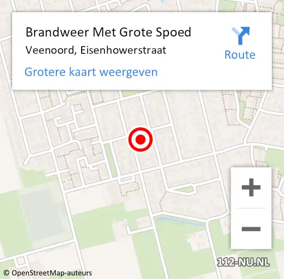 Locatie op kaart van de 112 melding: Brandweer Met Grote Spoed Naar Veenoord, Eisenhowerstraat op 15 november 2023 07:47