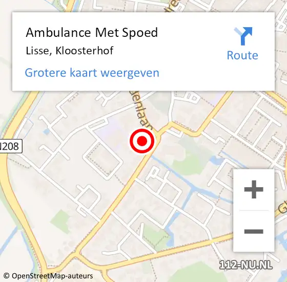 Locatie op kaart van de 112 melding: Ambulance Met Spoed Naar Lisse, Kloosterhof op 15 november 2023 08:00