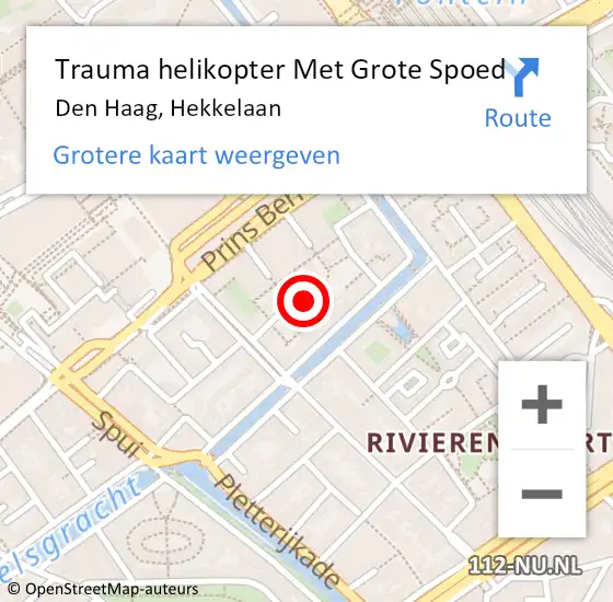 Locatie op kaart van de 112 melding: Trauma helikopter Met Grote Spoed Naar Den Haag, Hekkelaan op 15 november 2023 08:16