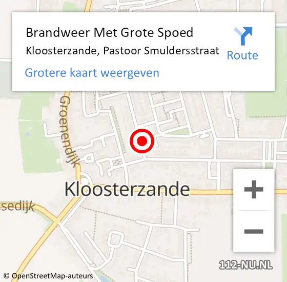 Locatie op kaart van de 112 melding: Brandweer Met Grote Spoed Naar Kloosterzande, Pastoor Smuldersstraat op 15 november 2023 08:35