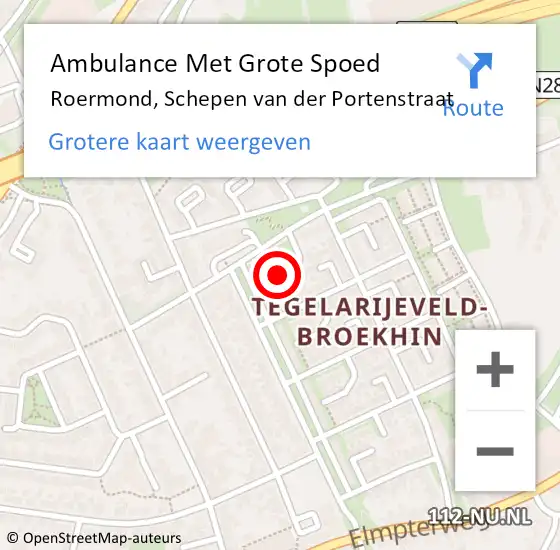 Locatie op kaart van de 112 melding: Ambulance Met Grote Spoed Naar Roermond, Schepen van der Portenstraat op 15 november 2023 08:42