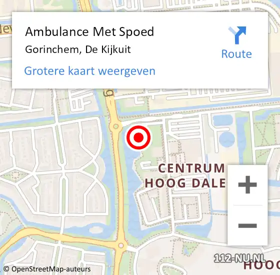 Locatie op kaart van de 112 melding: Ambulance Met Spoed Naar Gorinchem, De Kijkuit op 15 november 2023 08:54