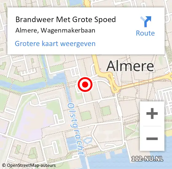 Locatie op kaart van de 112 melding: Brandweer Met Grote Spoed Naar Almere, Wagenmakerbaan op 15 november 2023 09:01
