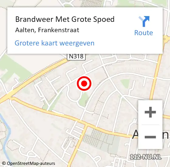 Locatie op kaart van de 112 melding: Brandweer Met Grote Spoed Naar Aalten, Frankenstraat op 15 november 2023 09:17