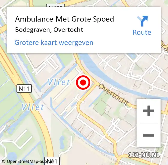 Locatie op kaart van de 112 melding: Ambulance Met Grote Spoed Naar Bodegraven, Overtocht op 15 november 2023 09:21