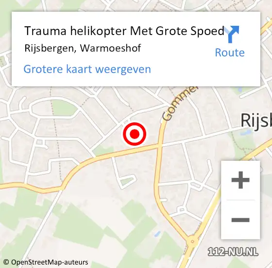 Locatie op kaart van de 112 melding: Trauma helikopter Met Grote Spoed Naar Rijsbergen, Warmoeshof op 15 november 2023 09:29