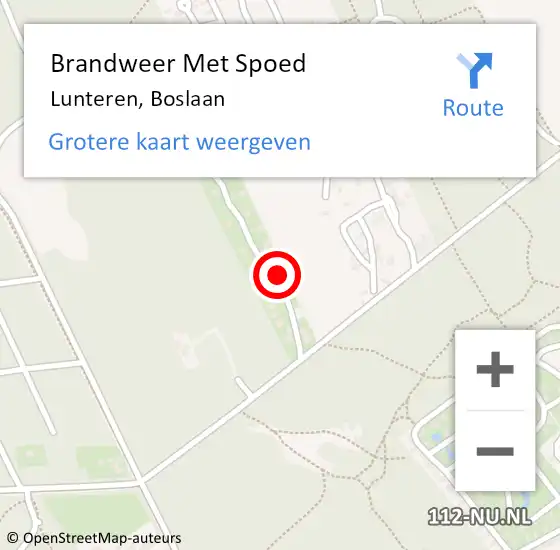 Locatie op kaart van de 112 melding: Brandweer Met Spoed Naar Lunteren, Boslaan op 15 november 2023 09:44