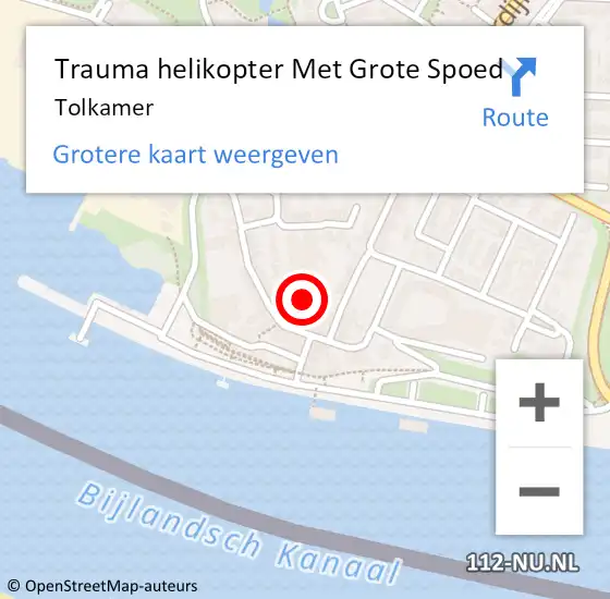 Locatie op kaart van de 112 melding: Trauma helikopter Met Grote Spoed Naar Tolkamer op 15 november 2023 09:59
