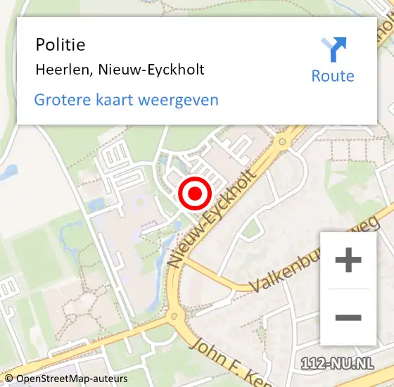 Locatie op kaart van de 112 melding: Politie Heerlen, Nieuw-Eyckholt op 15 november 2023 10:05