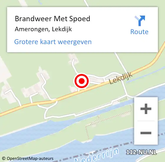 Locatie op kaart van de 112 melding: Brandweer Met Spoed Naar Amerongen, Lekdijk op 15 november 2023 10:11