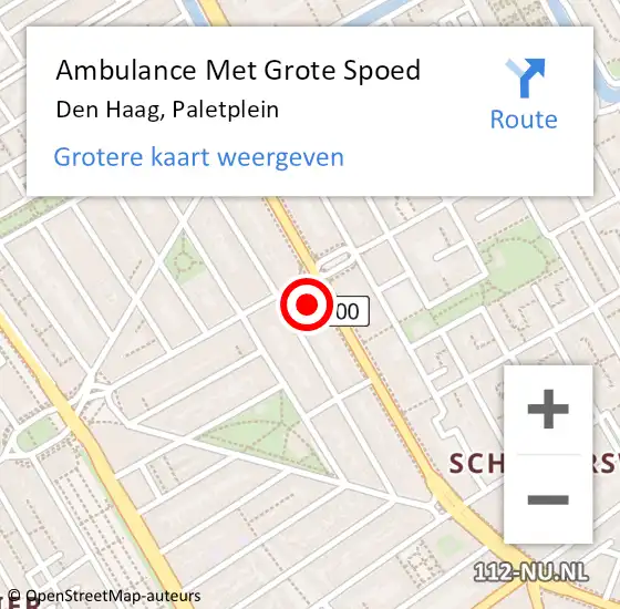 Locatie op kaart van de 112 melding: Ambulance Met Grote Spoed Naar Den Haag, Paletplein op 15 november 2023 10:19