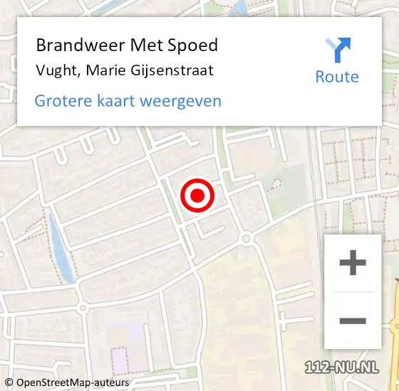 Locatie op kaart van de 112 melding: Brandweer Met Spoed Naar Vught, Marie Gijsenstraat op 15 november 2023 10:23