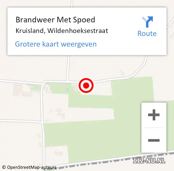 Locatie op kaart van de 112 melding: Brandweer Met Spoed Naar Kruisland, Wildenhoeksestraat op 15 november 2023 10:29