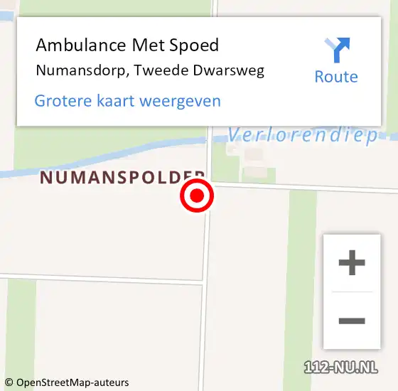 Locatie op kaart van de 112 melding: Ambulance Met Spoed Naar Numansdorp, Tweede Dwarsweg op 15 november 2023 10:36