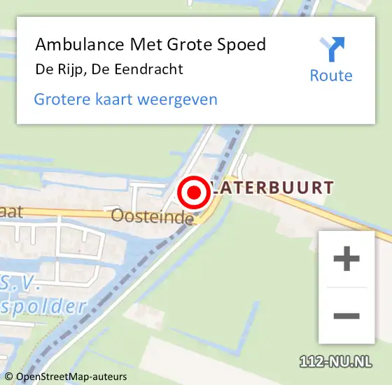 Locatie op kaart van de 112 melding: Ambulance Met Grote Spoed Naar De Rijp, De Eendracht op 15 september 2014 12:57