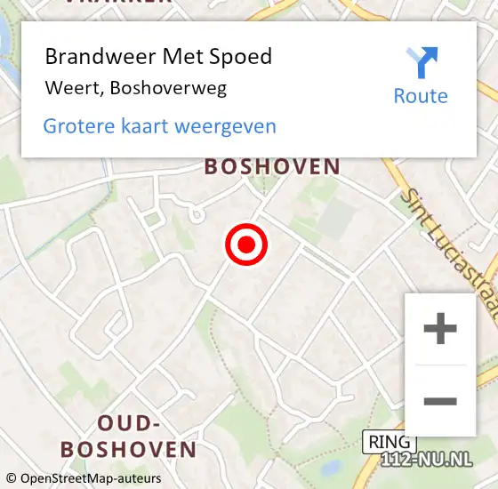 Locatie op kaart van de 112 melding: Brandweer Met Spoed Naar Weert, Boshoverweg op 15 november 2023 10:50