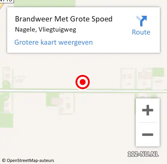 Locatie op kaart van de 112 melding: Brandweer Met Grote Spoed Naar Nagele, Vliegtuigweg op 15 november 2023 11:17