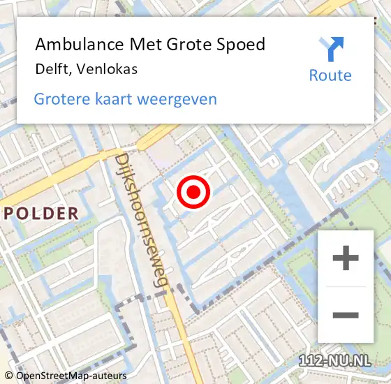 Locatie op kaart van de 112 melding: Ambulance Met Grote Spoed Naar Delft, Venlokas op 15 november 2023 11:28