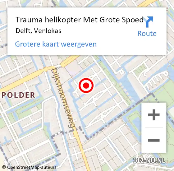 Locatie op kaart van de 112 melding: Trauma helikopter Met Grote Spoed Naar Delft, Venlokas op 15 november 2023 11:34