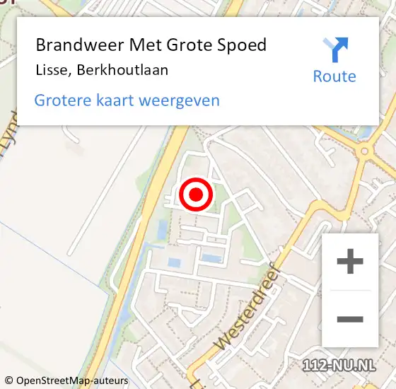 Locatie op kaart van de 112 melding: Brandweer Met Grote Spoed Naar Lisse, Berkhoutlaan op 15 november 2023 11:35