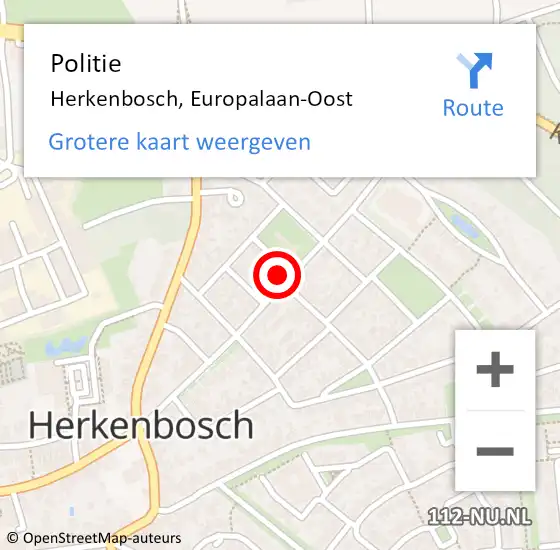 Locatie op kaart van de 112 melding: Politie Herkenbosch, Europalaan-Oost op 15 november 2023 11:40