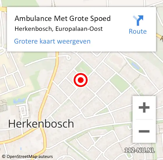 Locatie op kaart van de 112 melding: Ambulance Met Grote Spoed Naar Herkenbosch, Europalaan-Oost op 15 november 2023 11:41