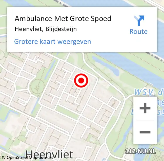 Locatie op kaart van de 112 melding: Ambulance Met Grote Spoed Naar Heenvliet, Blijdesteijn op 15 november 2023 11:42