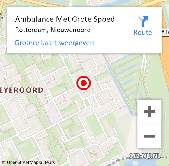 Locatie op kaart van de 112 melding: Ambulance Met Grote Spoed Naar Rotterdam, Nieuwenoord op 15 november 2023 11:57